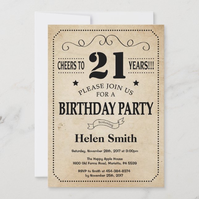 Invitation d'anniversaire Rustic Vintage Retro (Devant)