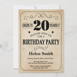 Invitation d'anniversaire Rustic Vintage Retro