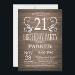 Invitation d'anniversaire Rustic Wood Floral<br><div class="desc">21e Invitation d'anniversaire Arrière - plan floral de bois rustique. 13e 15e 16e 18e 20e 21e 30e 40e 50e 60e 70e 80e 90e 100e, n'importe quel âge. Anniversaire adulte. Fête d'anniversaire de femme ou d'homme. Pour plus de personnalisation, cliquez sur le bouton "Customiser" et utilisez notre outil de conception pour...</div>