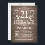 Invitation d'anniversaire Rustic Wood Floral<br><div class="desc">21e Invitation d'anniversaire Arrière - plan floral de bois rustique. 13e 15e 16e 18e 20e 21e 30e 40e 50e 60e 70e 80e 90e 100e, n'importe quel âge. Anniversaire adulte. Fête d'anniversaire de femme ou d'homme. Pour plus de personnalisation, cliquez sur le bouton "Customiser" et utilisez notre outil de conception pour...</div>