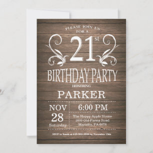 Invitation d'anniversaire Rustic Wood Floral