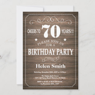 Invitation d'anniversaire rustique 70 ans