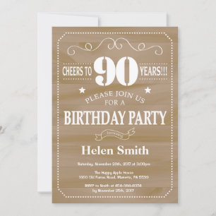 Invitation d'anniversaire rustique 90 ans