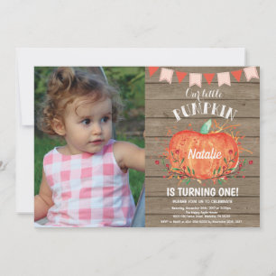Invitation d'anniversaire rustique citrouille rose