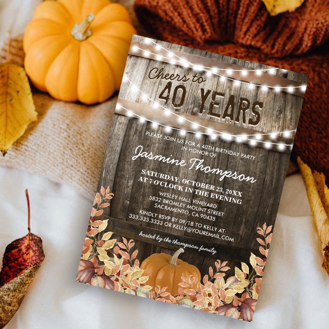 Invitation d'anniversaire rustique d'automne (Créateur téléchargé)