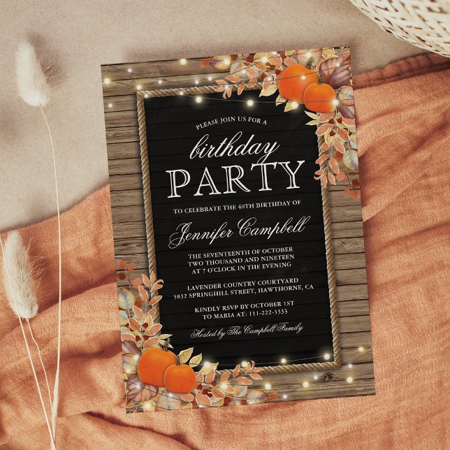 Invitation d'anniversaire Rustique de Récolte (Créateur téléchargé)