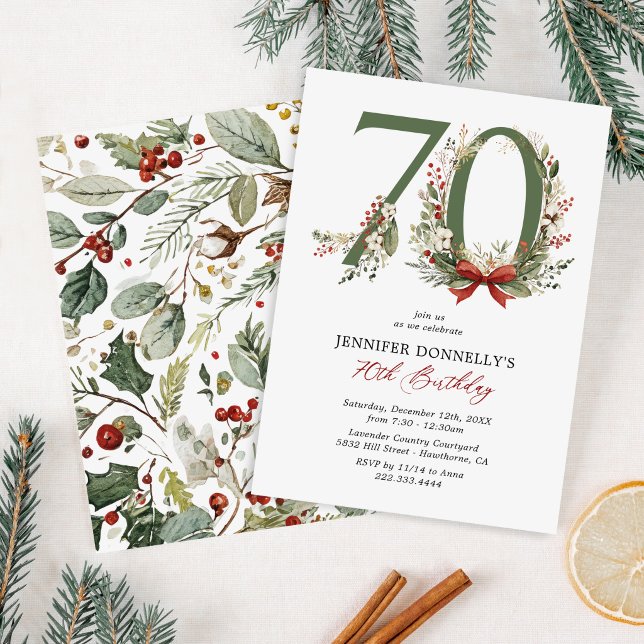 Invitation d'anniversaire rustique d'hiver 70 ans (Créateur téléchargé)