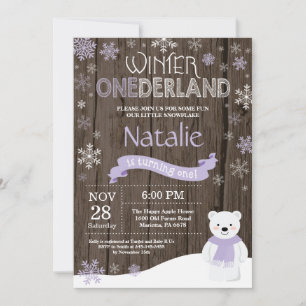 Invitation d'anniversaire rustique d'hiver Onederl