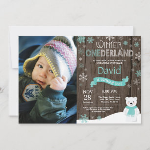 Invitation d'anniversaire rustique d'hiver Onederl