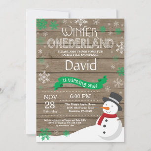 Invitation d'anniversaire rustique d'hiver Onederl