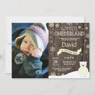 Invitation d'anniversaire rustique d'hiver Onederl