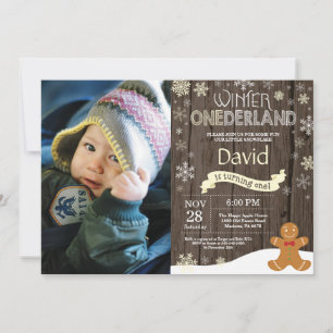 Invitation d'anniversaire rustique d'hiver Onederl