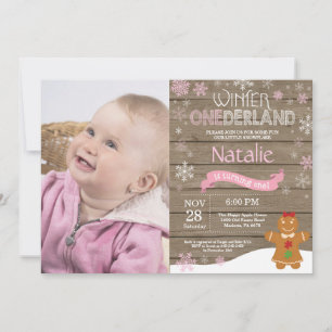 Invitation d'anniversaire rustique d'hiver Onederl