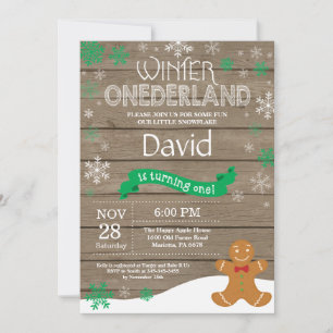 Invitation d'anniversaire rustique d'hiver Onederl