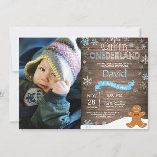 Invitation d'anniversaire rustique d'hiver Onederl