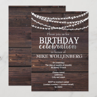 invitation d'anniversaire rustique en bois masculi