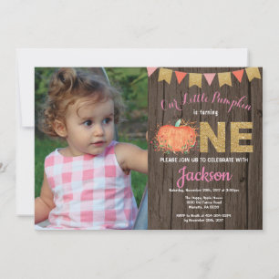 Invitation d'anniversaire Rustique Fille Citrouill