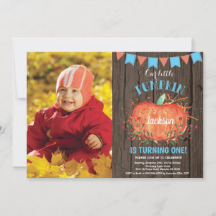 Invitation d'anniversaire Rustique Garçon Citrouil
