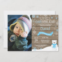 Invitation d'anniversaire rustique hiver Onederlan