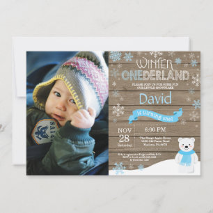 Invitation d'anniversaire rustique hiver Onederlan
