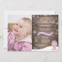 Invitation d'anniversaire rustique hiver Onederlan