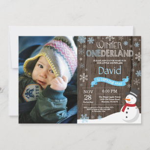 Invitation d'anniversaire rustique hiver Onederlan