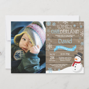 Invitation d'anniversaire rustique hiver Onederlan