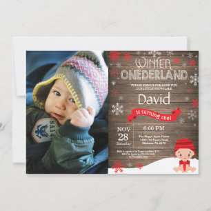 Invitation d'anniversaire rustique hiver Onederlan