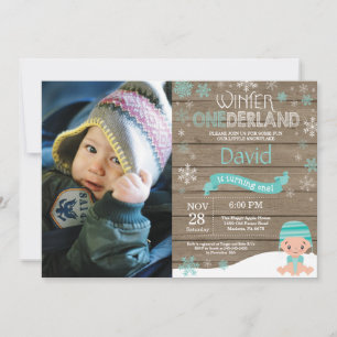 Invitation d'anniversaire rustique hiver Onederlan