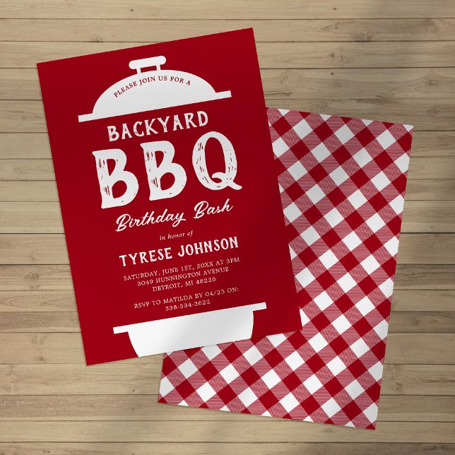 Invitation d'anniversaire Rustique Rouge BBQ (Créateur téléchargé)