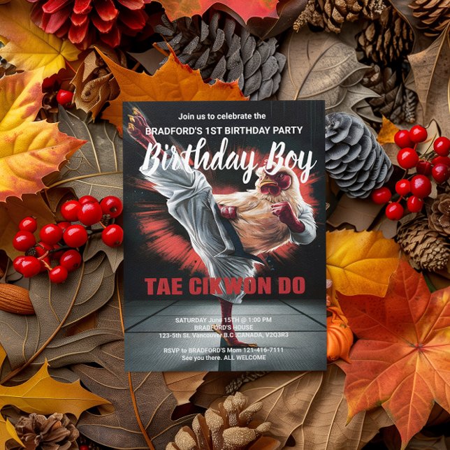 Invitation d'anniversaire Sac de frappe de poulet  (Créateur téléchargé)