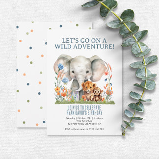 Invitation d'anniversaire Safari | Ani Jungle aqua