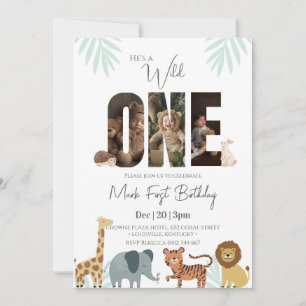Invitation d'anniversaire Safari Animal 1er