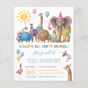 Invitation d'anniversaire Safari Animal de fête sa