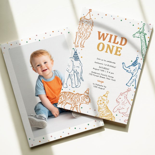 Invitation d'anniversaire Safari Animals Wild One  (Créateur téléchargé)