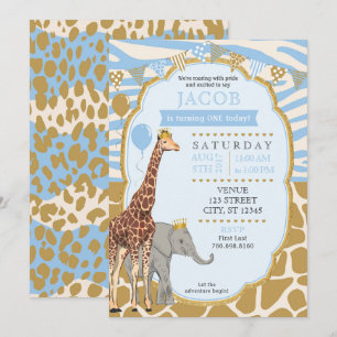 Invitation d'anniversaire Safari - Bleu