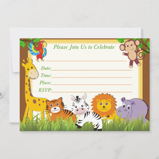 Invitation d'anniversaire Safari, invitation jungl (Devant)