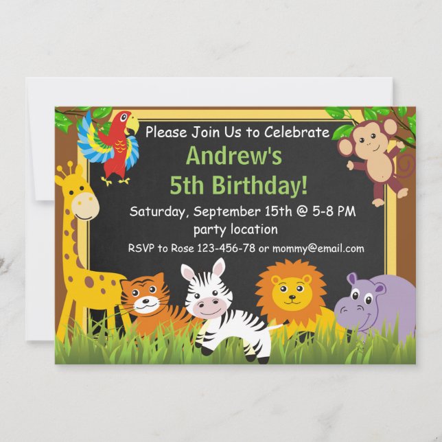 Invitation d'anniversaire Safari, invitation jungl (Devant)