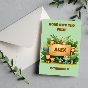 Invitation d'anniversaire Safari Jungle Animaux