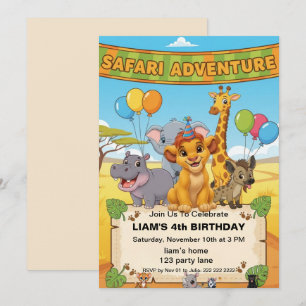 Invitation d'anniversaire Safari Jungle annivers