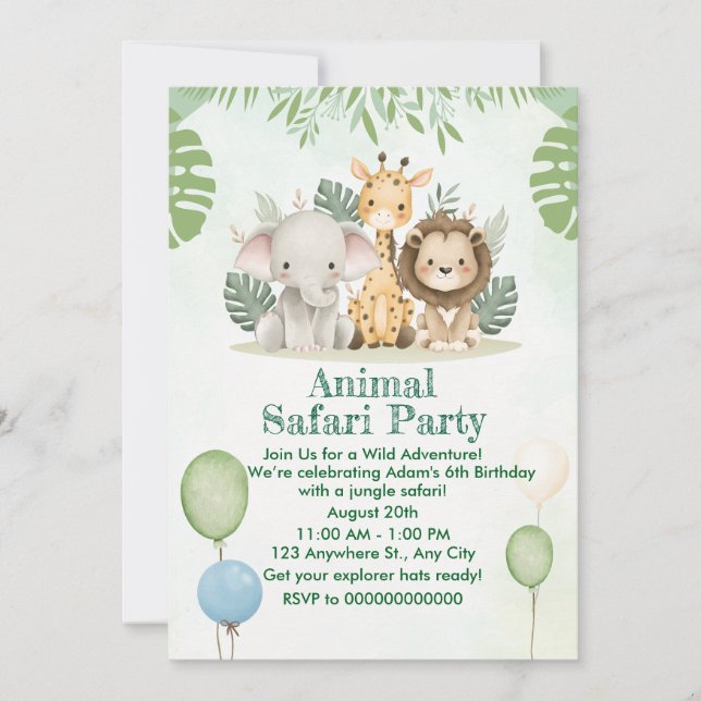 Invitation d'anniversaire Safari Wild One (Devant)