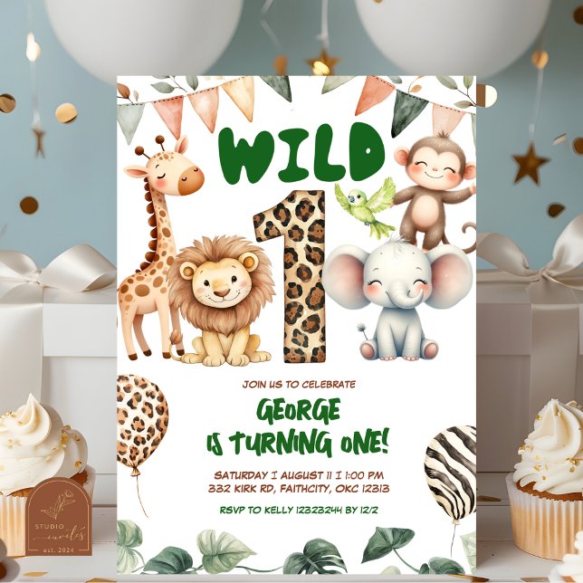 Invitation d'anniversaire Safari wild one (Créateur téléchargé)
