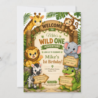 Invitation d'anniversaire Safari Wild One | Douce