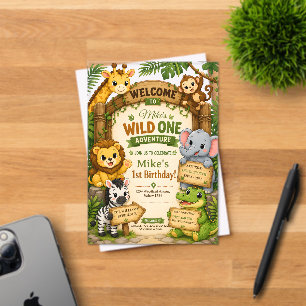 Invitation d'anniversaire Safari Wild One Douce