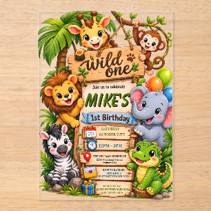 Invitation d'anniversaire Safari Wild One Jolie
