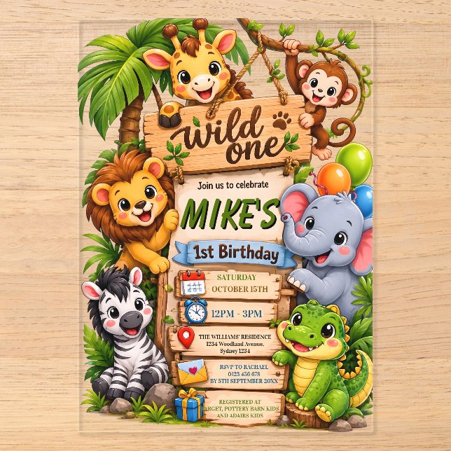 Invitation d'anniversaire Safari Wild One | Jolie  (Recto)