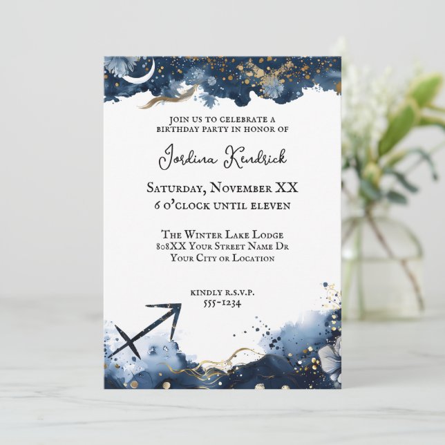 Invitation d'anniversaire Sagittaire Horoscope Cél (Debout devant)