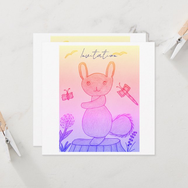 Invitation d'anniversaire sautillant (Devant/Arrière en situation)