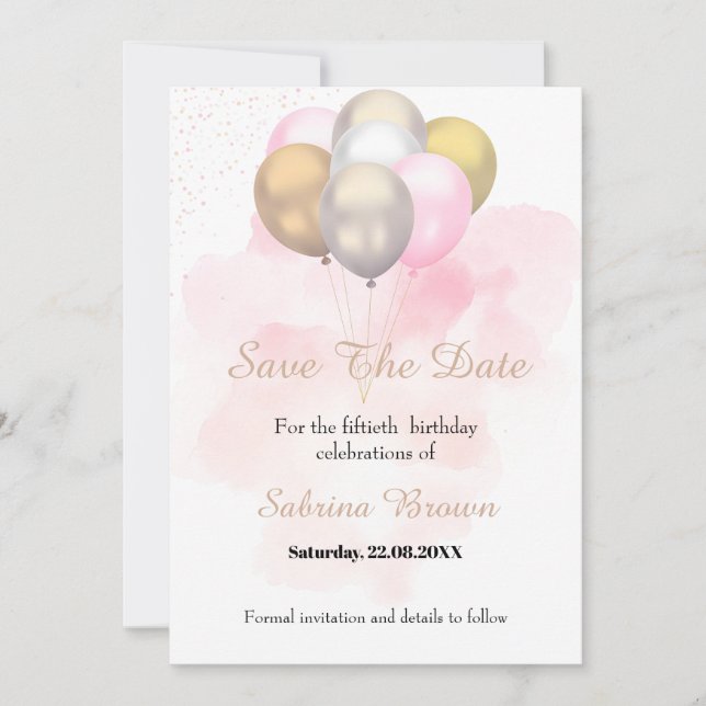 Invitation d'anniversaire "Sauvez la date" (Devant)