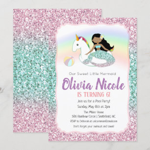 Invitation d'anniversaire scintillante de sirène -